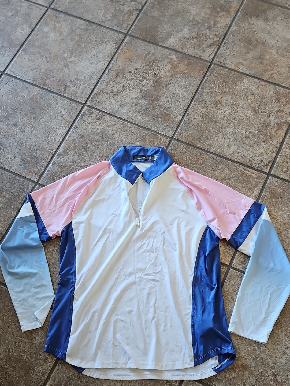 RLX Womens  Long Sleeve Performance Shirt - White with Pink & Blue Accents